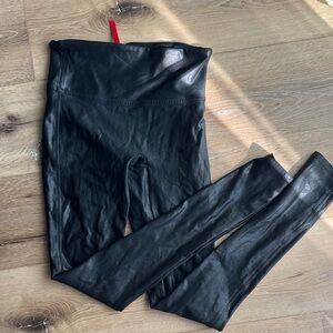 Spanx Black Faux Leather Leggings size M Tall